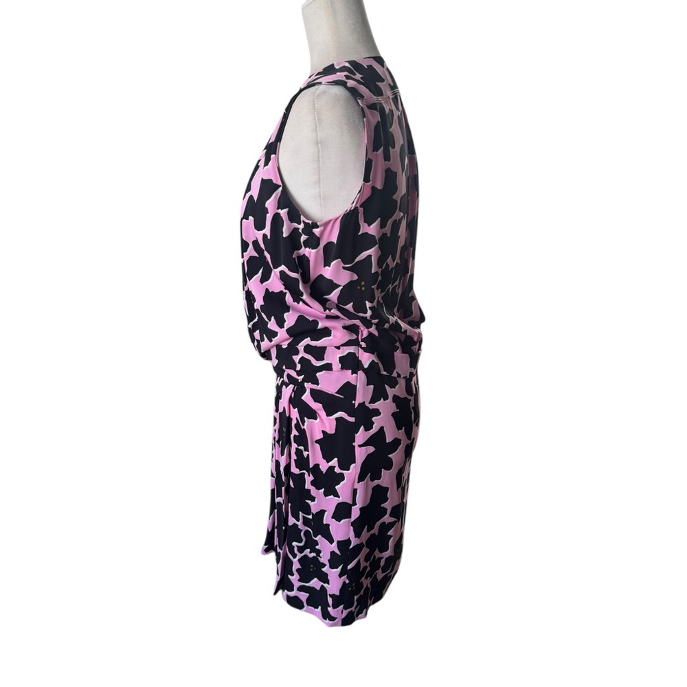 Diane Von Furstenberg Daran Dove Bloom Pink Faux Wrap Stretch Silk Dress - Picture 5 of 11